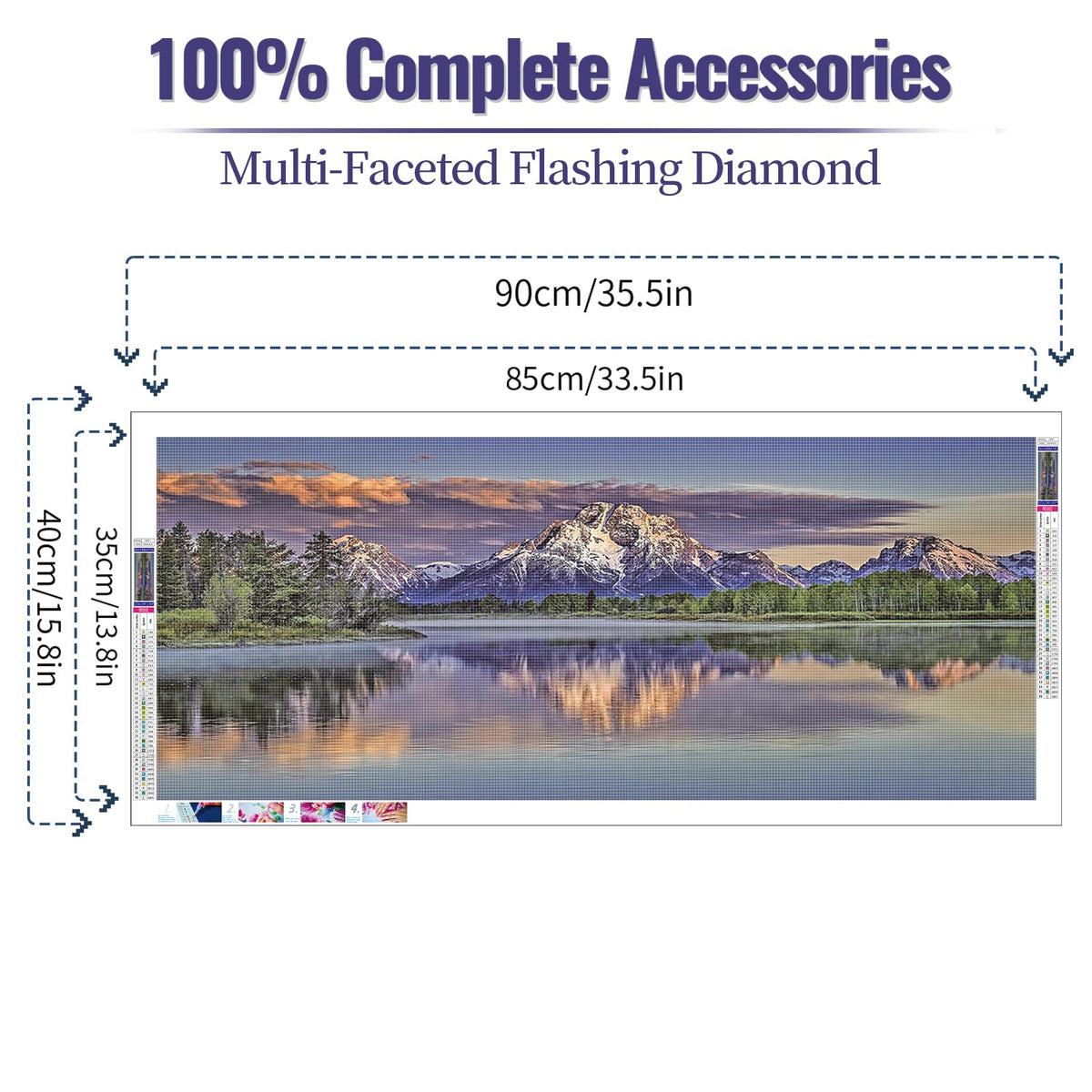 JATOK 5D Diamond Painting Kits for Adults DIY Large Mountain Full Round Drill (35.5 x 15.7 inch) Crystal Rhinestone Embroidery Pictures Arts Paint by Number Diamond Art Kits for Home Wall Decor