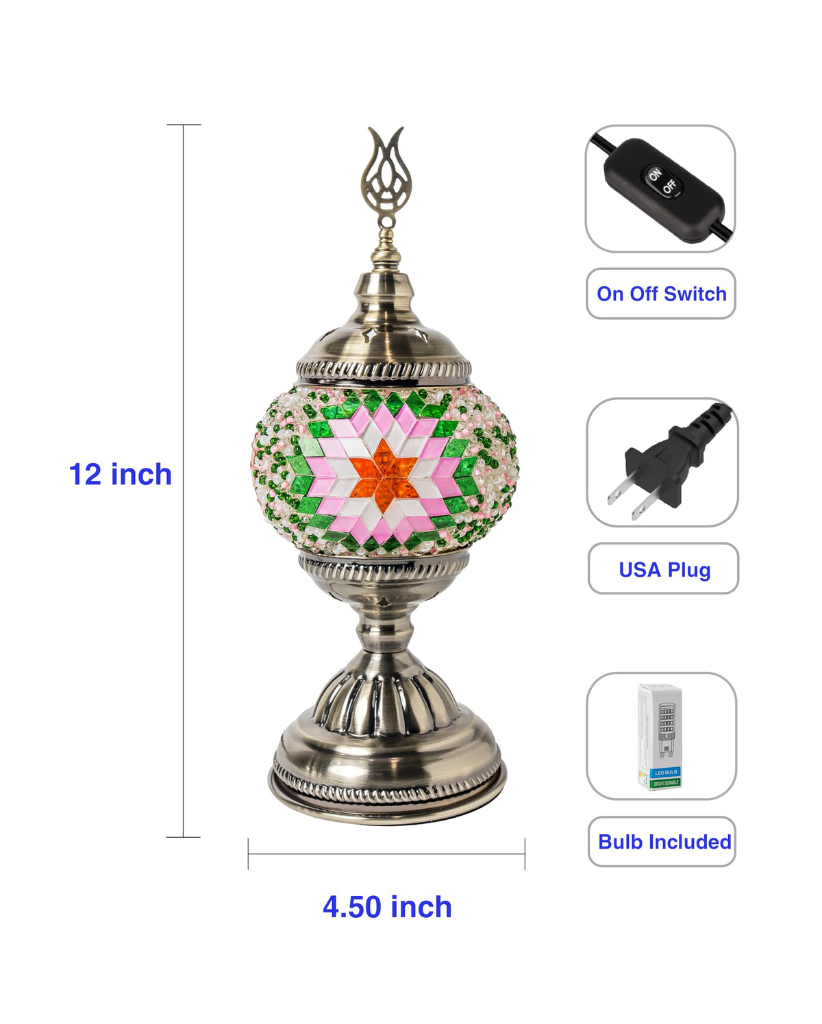 Ottoman Mosaics Turkish Mosaic Lamp Kit | DIY Art & Craft Project for Adults | Make Your Own Handmade Lamp (Green)