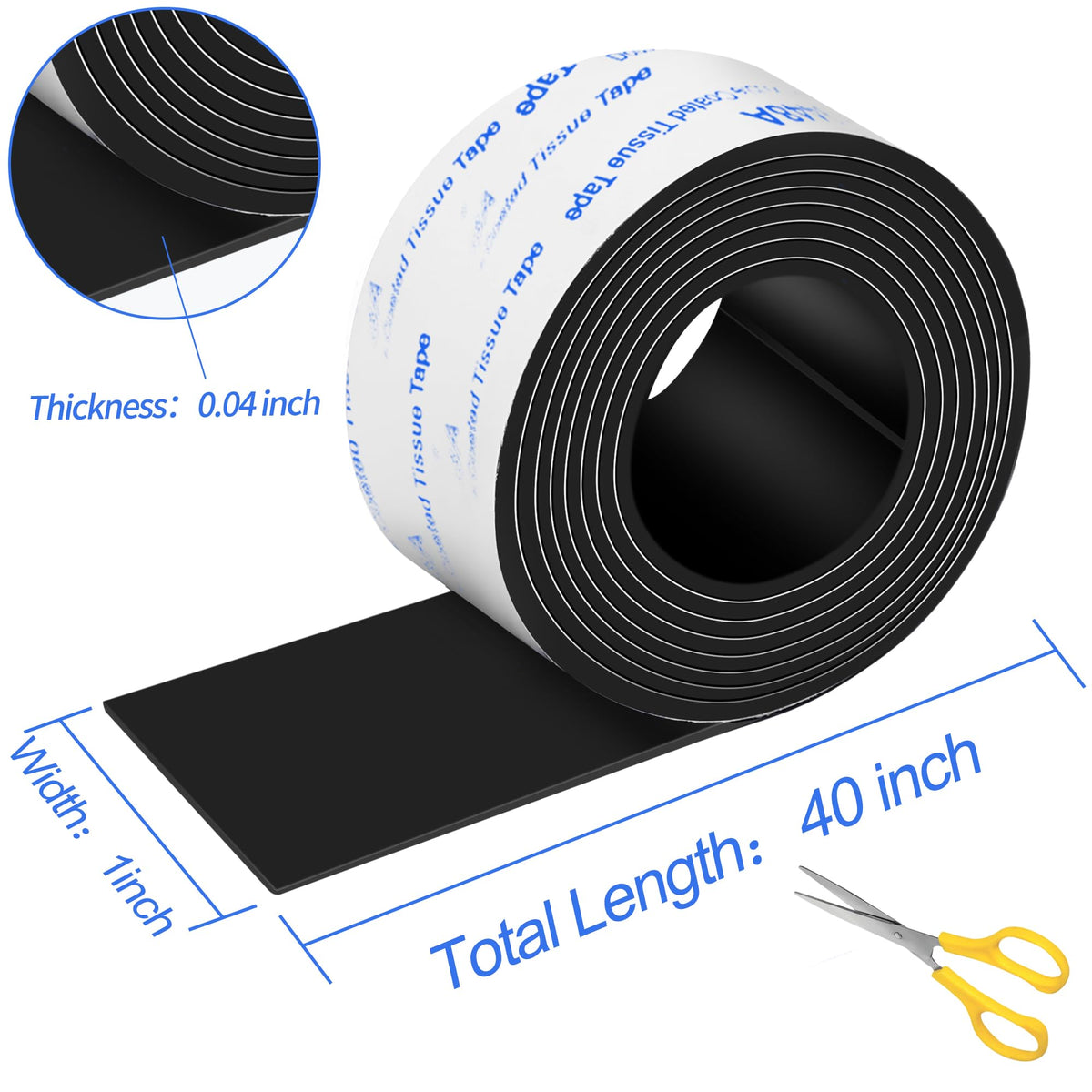 Rubber Feet 2 Rolls, Adhesive Rubber Pad, Non Slip Pads for Furniture and Electronics 1x40 inch