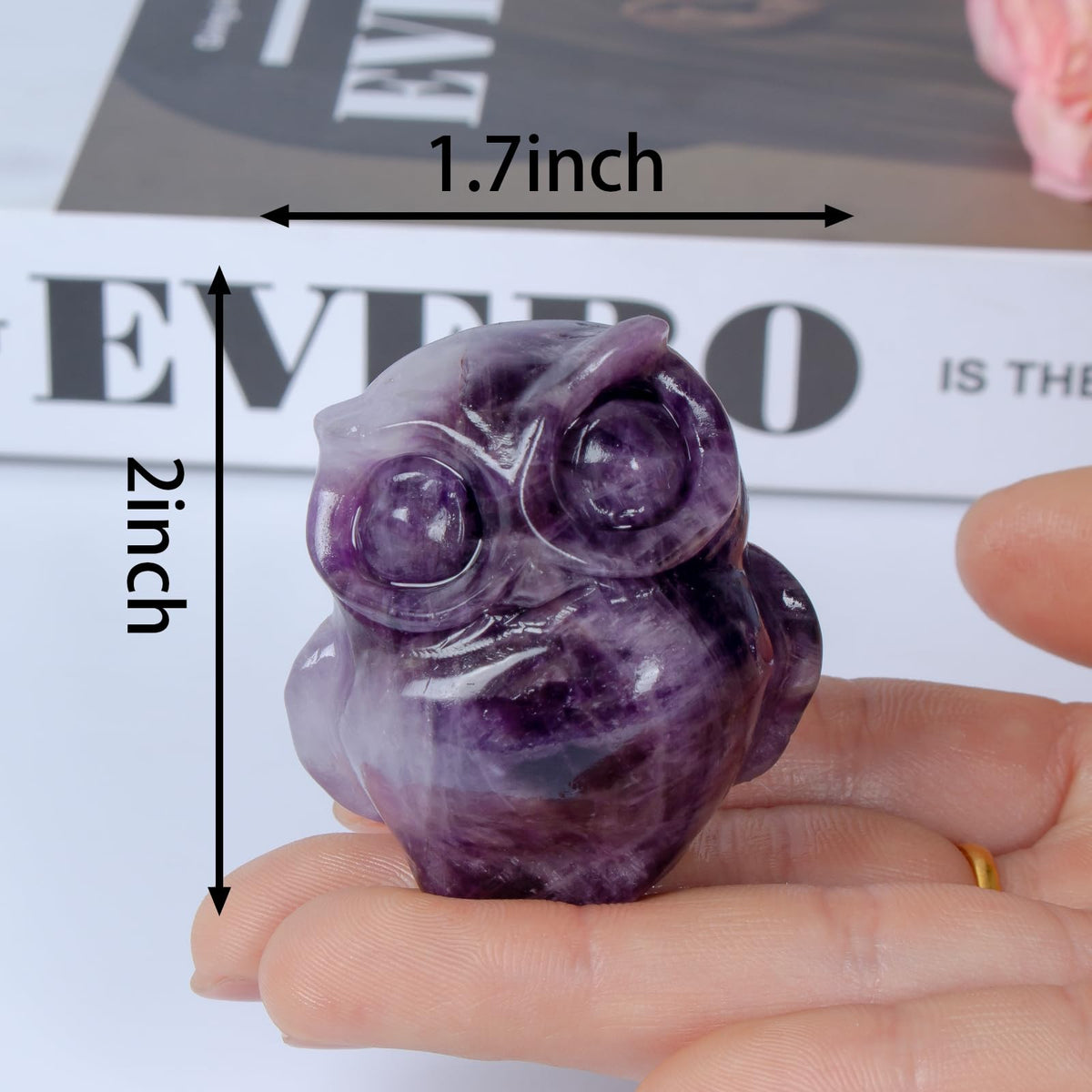 QLRSUXN 2 Inch Owl Figurine Handcrafted,Amethyst Healing Crystal Animal Sculpture,Home Decor Unique Gift for Collectors,Crystal Artwork Nature Lovers Birthday Anniversary Present Spiritual Gift