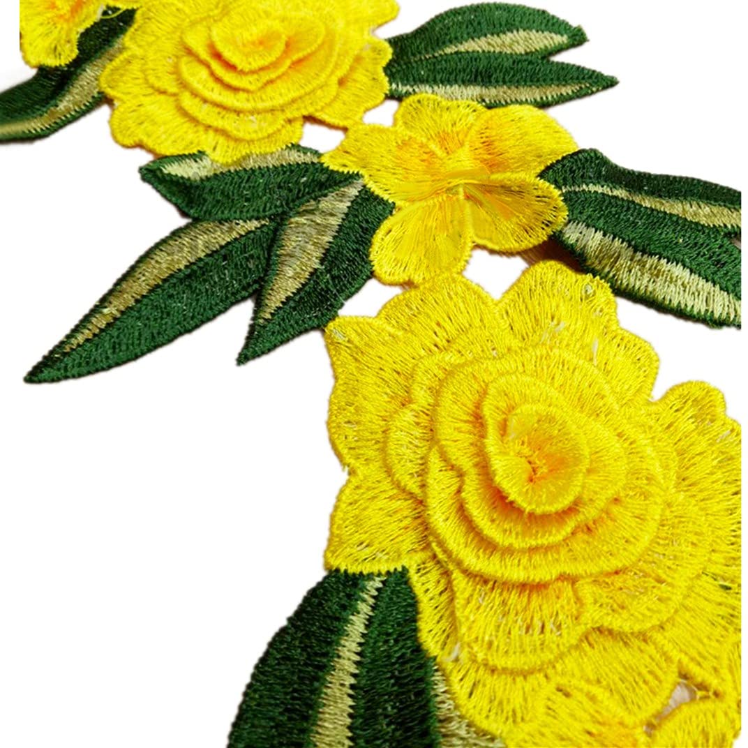 6 Pieces 15 Inch Long Flower Patches Large Sew Embroidered Lace Applique Sewing Craft Kit for Trimming Jeans Dress Clothes Bags Embellishment Decor (Multi)
