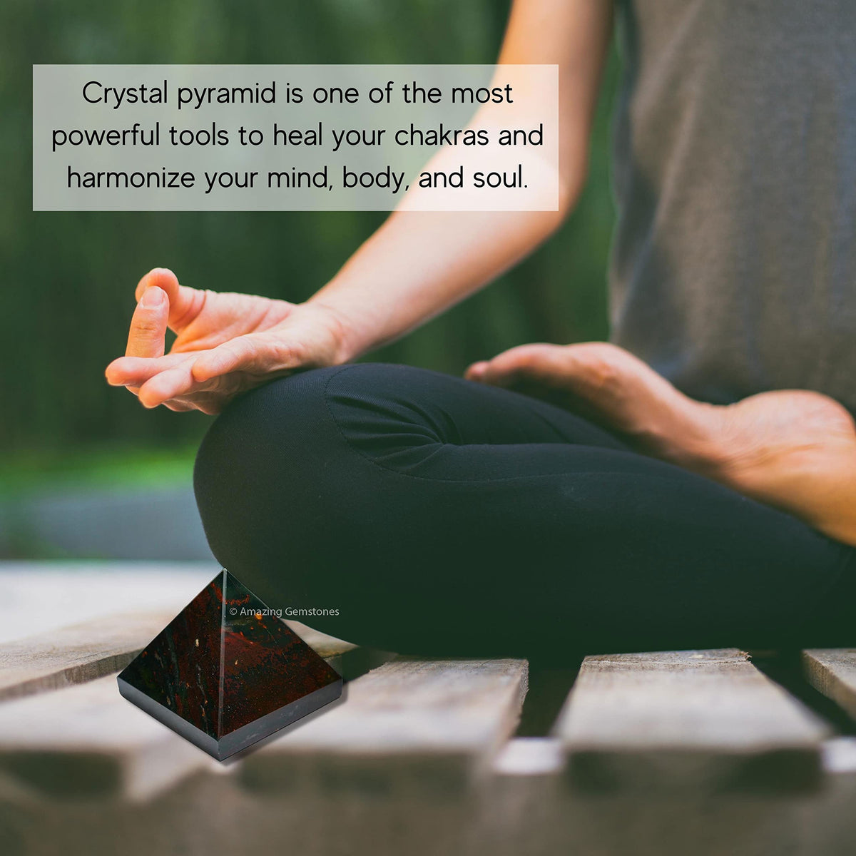 Amazing Gemstone Bloodstone Pyramid Crystal Healing Stones - 2" Great Pyramid Figurine of Natural Stone Pyramid for Meditation, Reiki, Chakra Balancing and Crystal Pyramids Grid