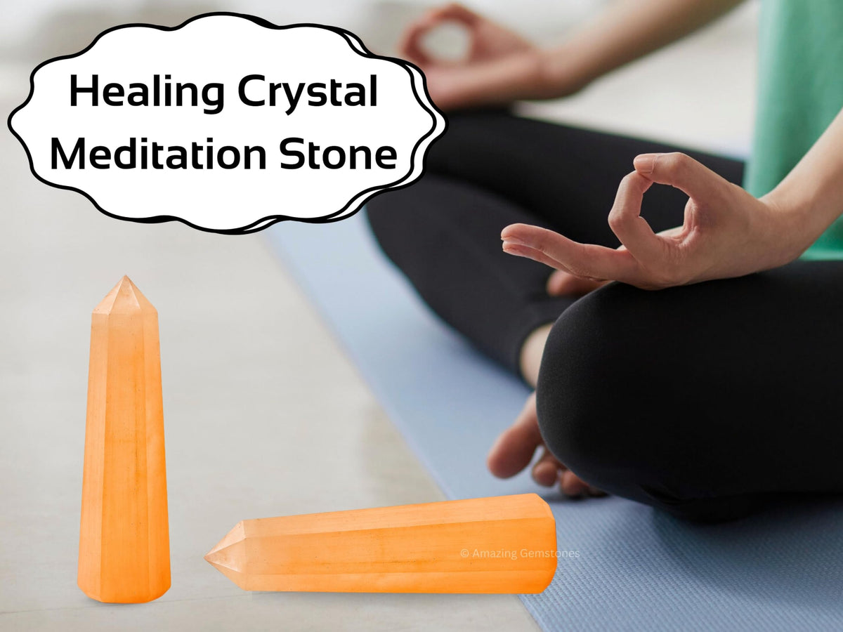 Amazing Gemstone Orange Selenite Crystal Towers ~ Natural Healing Crystal Point Obelisk for Reiki Healing and Crystal Grid (2" to 3" INCH)