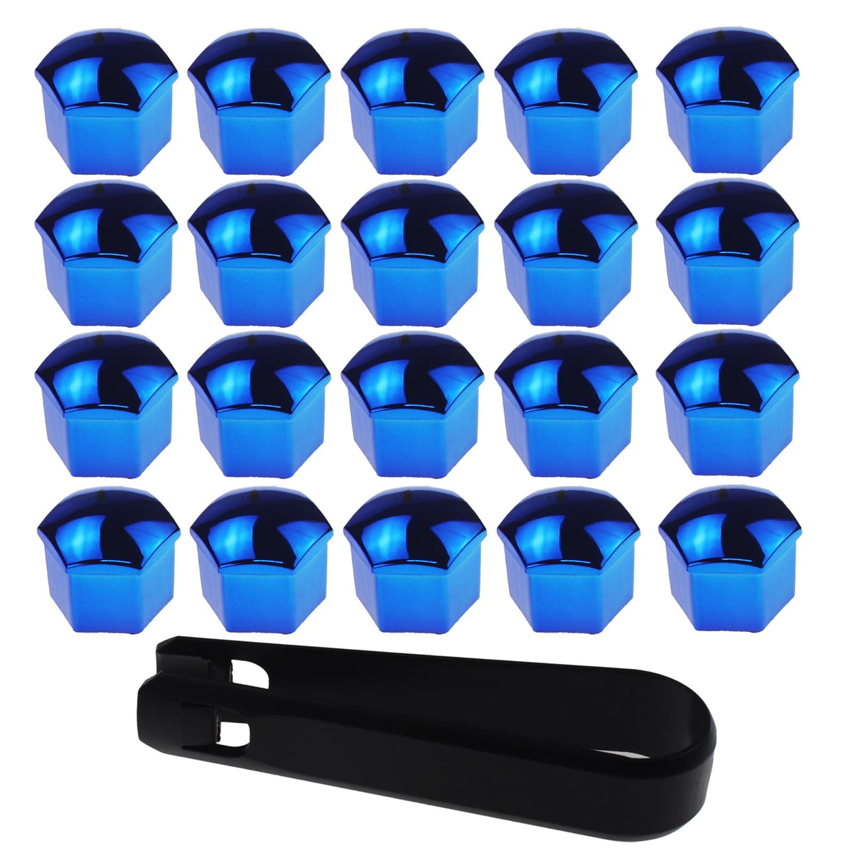 Nihfien 20 Pcs Wheel Lug Nut Covers, 17mm Universal Anti-Rust Car Tire Nut Caps, Hexagonal Plastic Tire Bolt Caps with Removal Tool (Blue)