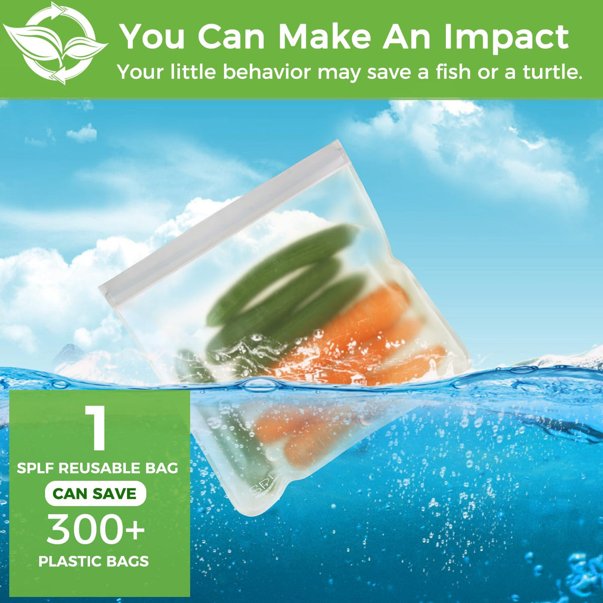 SPLF 6 Pack Reusable Gallon Freezer Bags Dishwasher Safe, BPA FREE Reusable Food Storage Bags, Extra Thick Leakproof Silicone Free 1 Gallon Bags for Marinate Meat, Cereal, Sandwich, Snack, Travel Item