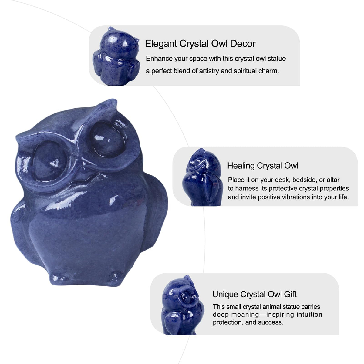 QLRSUXN 2 Inch Owl Figurine Handcrafted,Blue Aventurine Healing Animal Sculpture,Home Decor Unique Gift for Collectors,Crystal Artwork Nature Lovers Birthday Anniversary Present Spiritual Gift