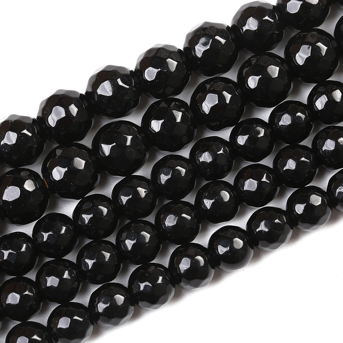 32pcs 12mm Natural Faceted Black Agate Stone Beads for Jewelry Making Energy Healing Beads DIY Bracelet Necklace Accessories 15" (12mm, Faceted Black Agate)