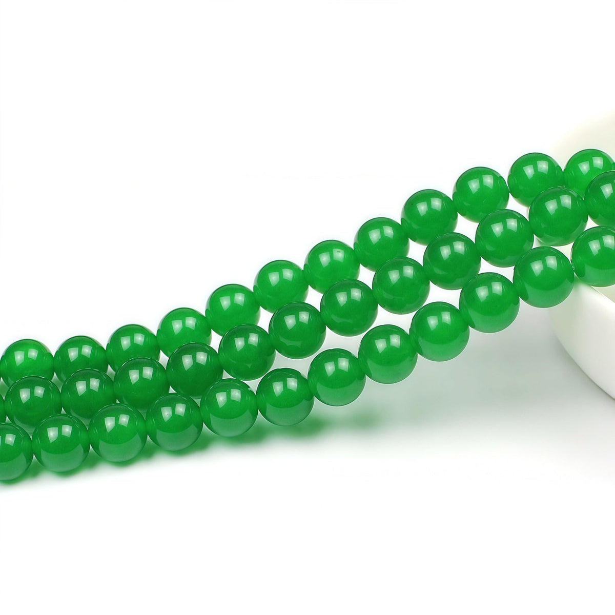 MJDCB Natural Green Jade Round Loose Beads for Jewelry Making DIY Bracelet Necklace (12mm)