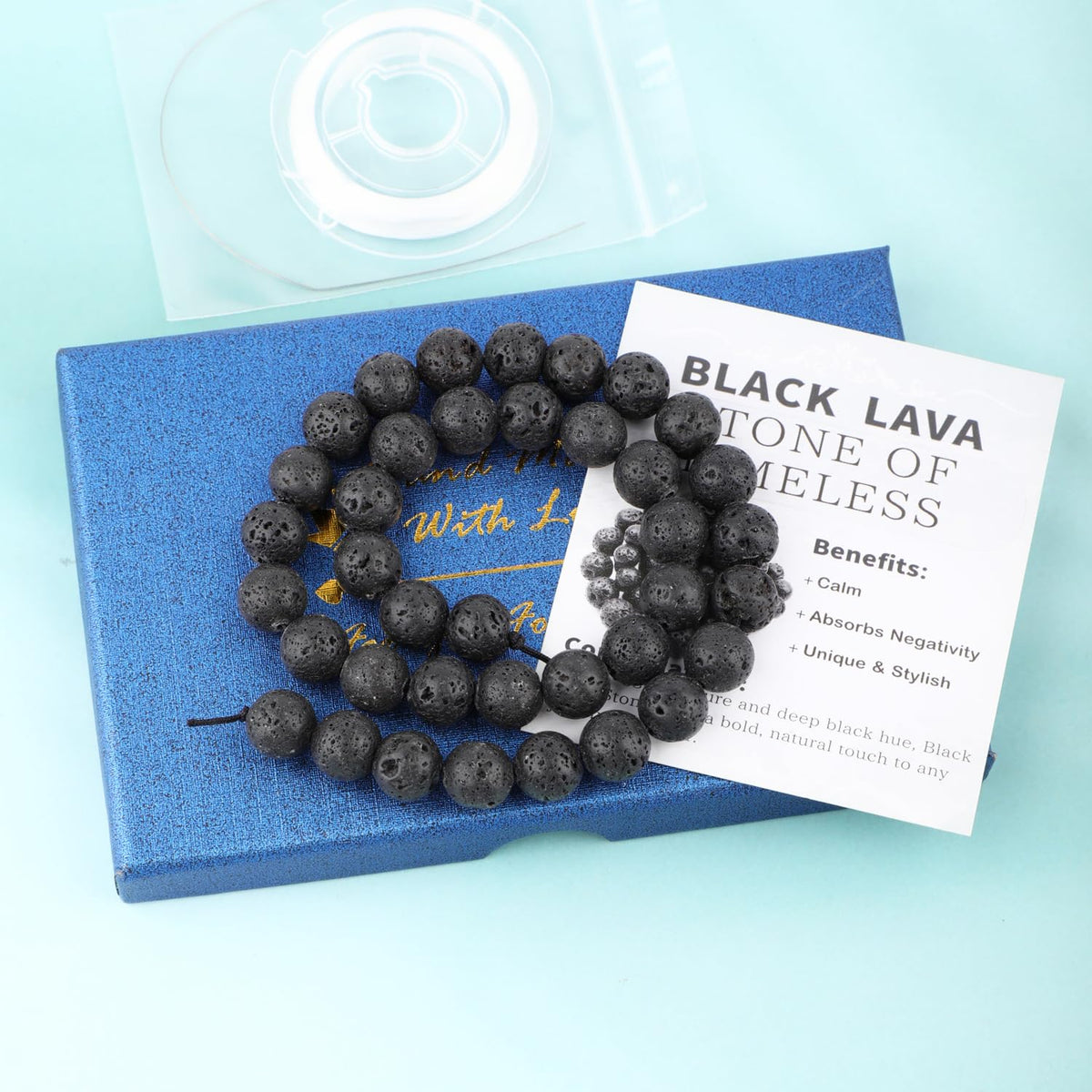 CMBYN Natural Stone Beads Round Genuine Real Stone Beading Strand Loose Gemstones DIY Smooth Bead for Bracelet Necklace Earrings Jewelry Making (Black Lava, 10mm 36 Pieces)