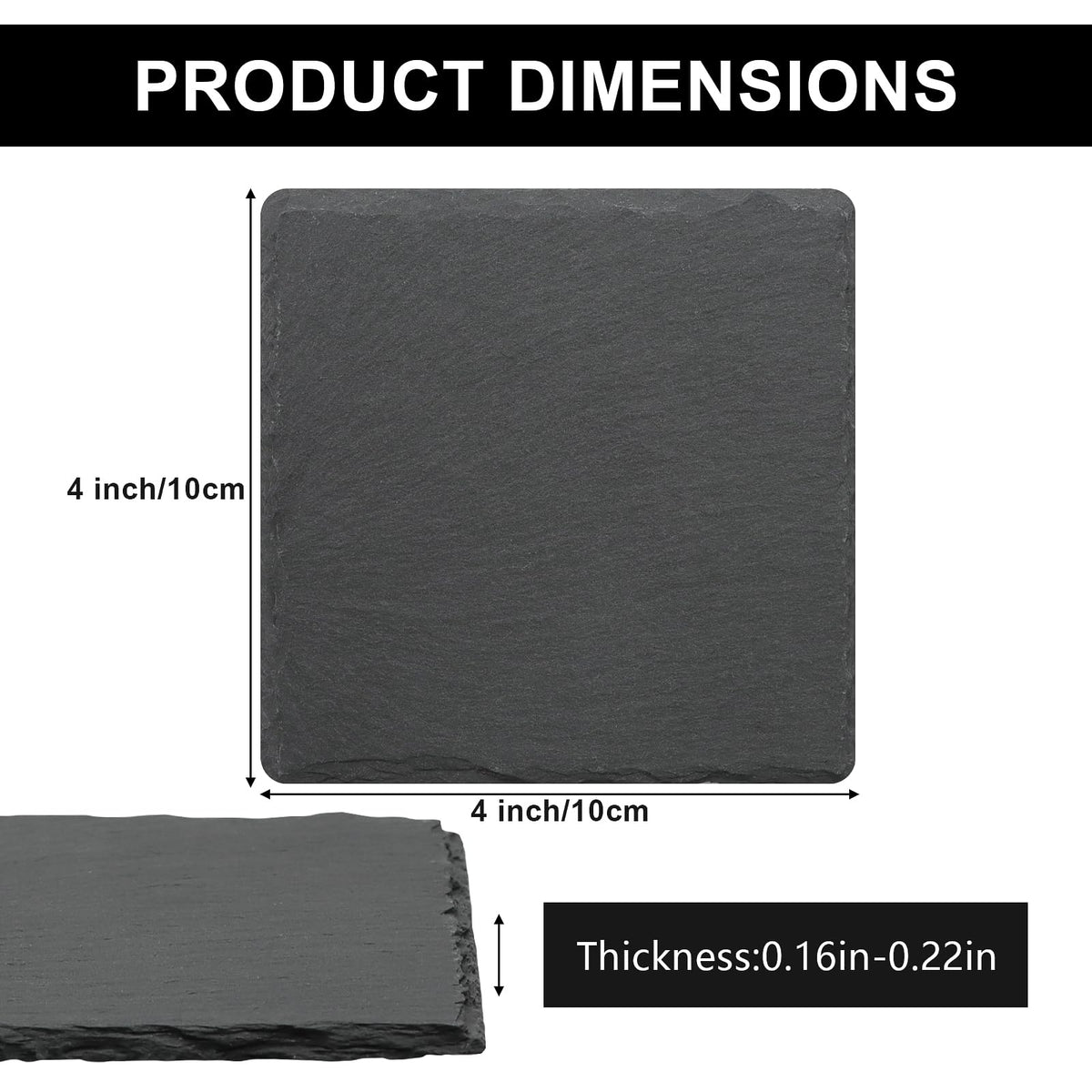 68 PCS Square Slate Drink Coasters Set, SIJDIEE 4 Inch Laser Engraving Black Slate Stone Coasters with Anti-Scratch Bottom and Coaster Holder for Office Bar Kitchen Home Dinner Table Decor Supplies