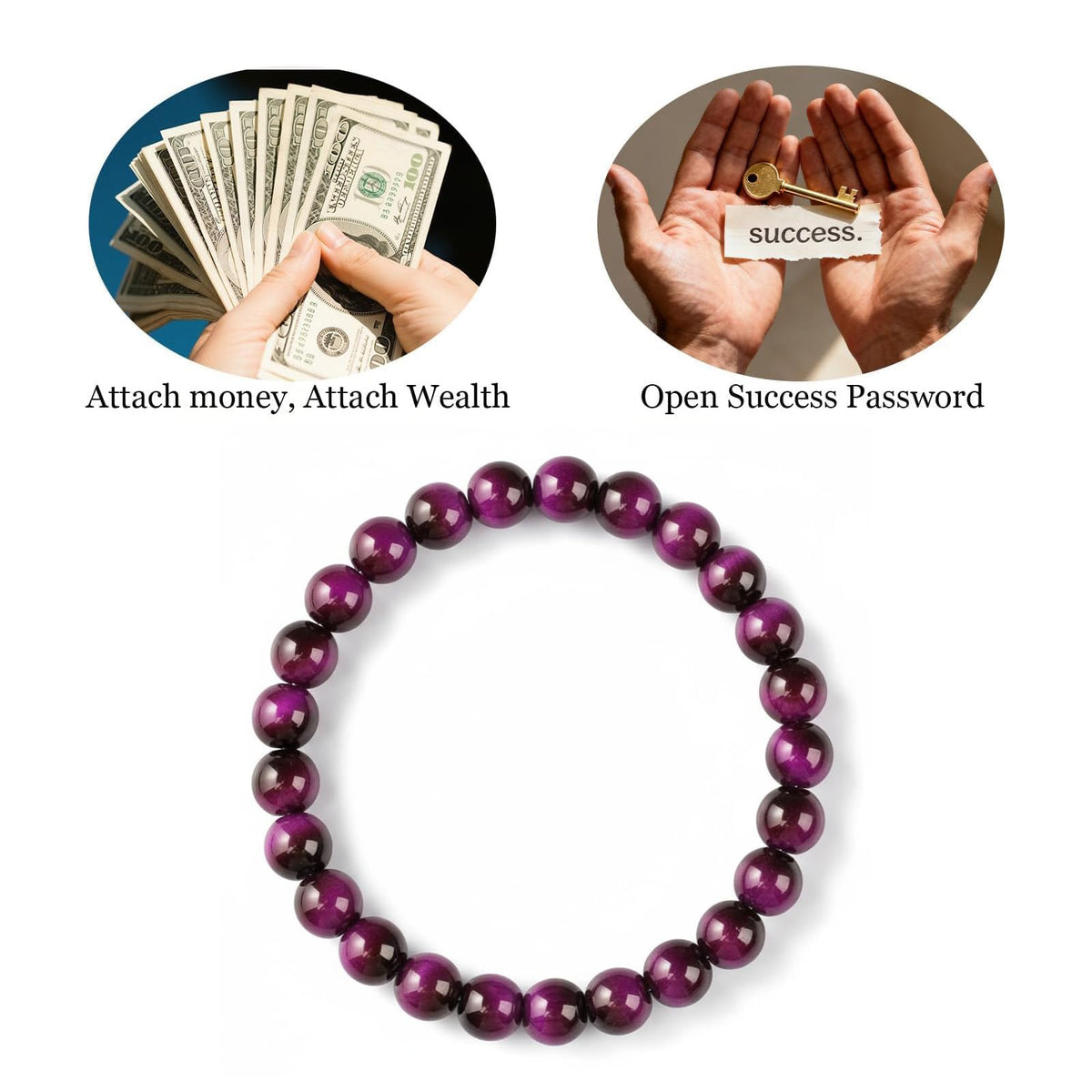Long tiantian 3 PCS Money Bracelets Wealth Attraction for Women Green Jade Bracelet Feng Shui Bracelets Crystal Protection Jewelry Spiritual Gifts