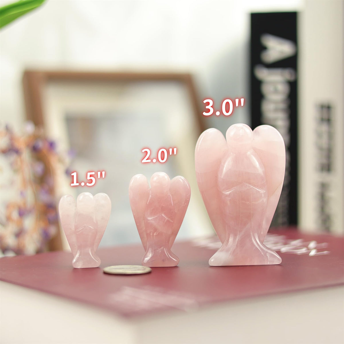 YATOJUZI 3" Green Aventurine Angel Decor Big Hand-Carved Angels Guardian Sculpture Statue Figurines Natural Crystal Stones and Healing Crystals Home Room Office Desk Decoration Wisdom Gifts for Women