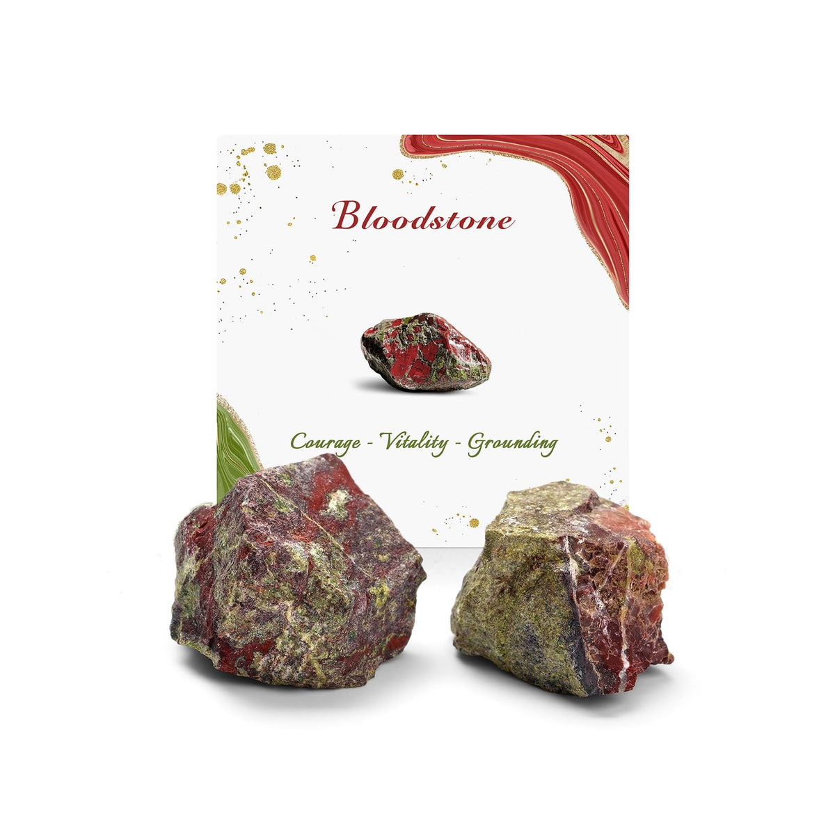GolbalJew Bloodstone Natural Raw Crystals 2PCS Healing Crystal Stones 1.2-2.0” Reiki Healing Gemstones for Meditation Chakra Balance Home Decor