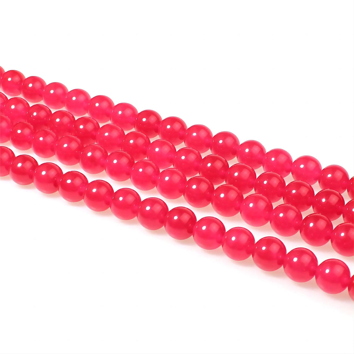 MJDCB Stone Beads 8mm 43pcs Round Light Rose Red Jade Loose Gemstone Bead Charms for Jewelry Making Bracelet Necklace Earring Pendant
