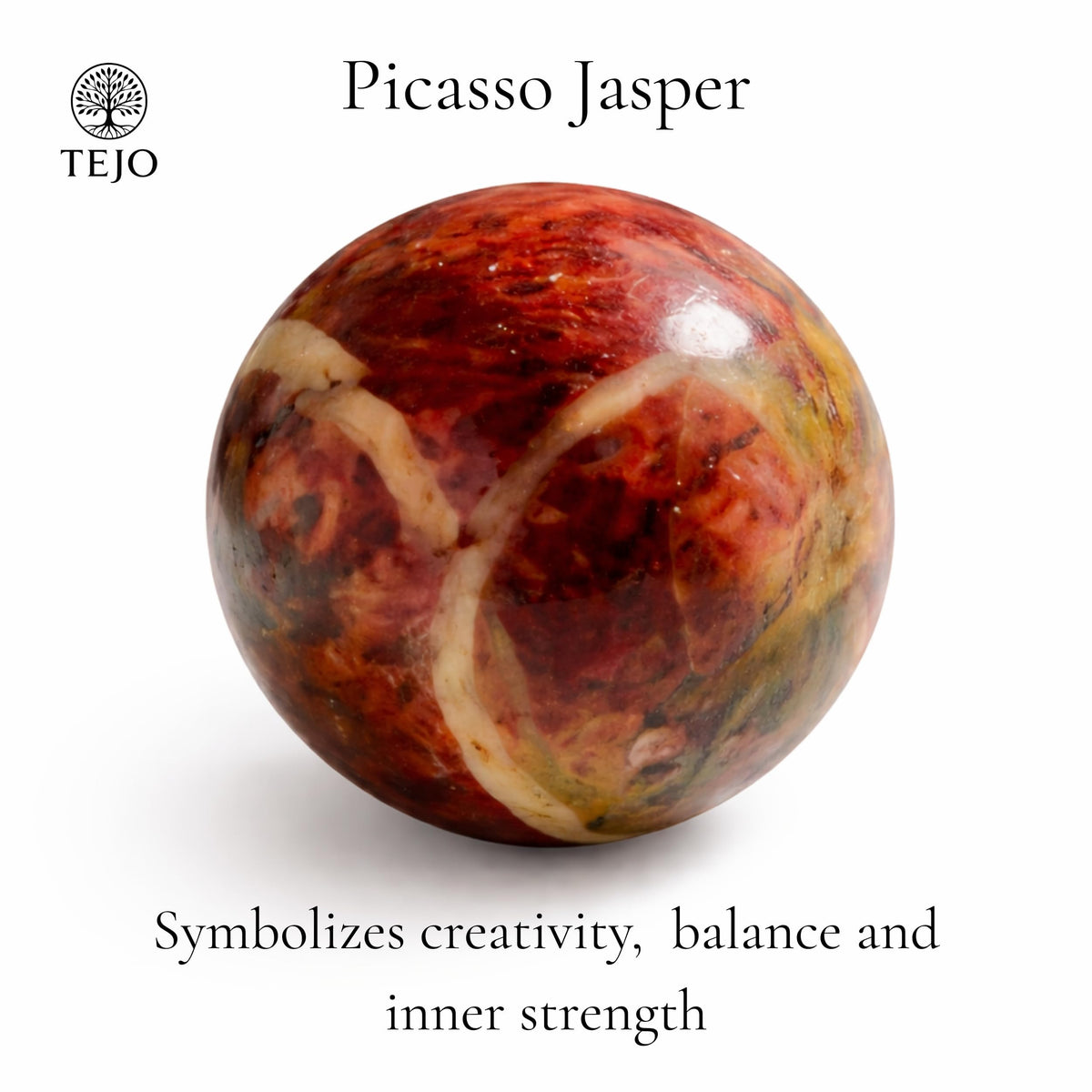 TEJO Natural Stone Beaded Bracelet – Handmade Energy Healing Bracelet for Men & Women, Yoga Chakra Jewelry Gift (Picasso Jasper Natural Stone Bracelet – for Women, 6.5 inches)