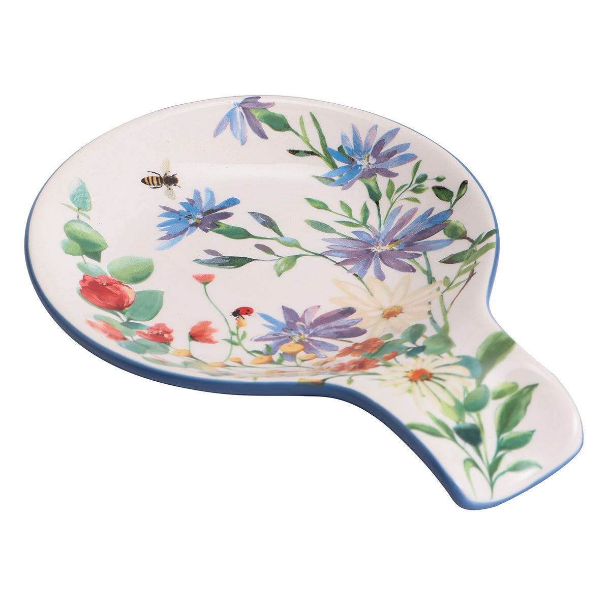Bico Summer Provence Spoon Rest for Stove Top, Ceramic Spoon Holder for Kitchen Counter, Easy to Clean Coffee Spoon Rest Dishwasher Safe, Kitchen Cooking Utensil Rest for Ladles Spatula