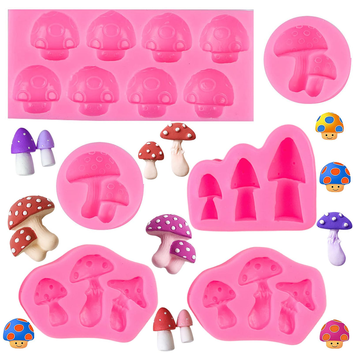 Mushroom Chocolate Molds, Mushroom Shaped Silicone Molds, Cute Candy Vegetable Fondant Molds, Cake Candy Chocolate Polymer Clay, Gummy, Crafting Projects Cupcake Topper Decor