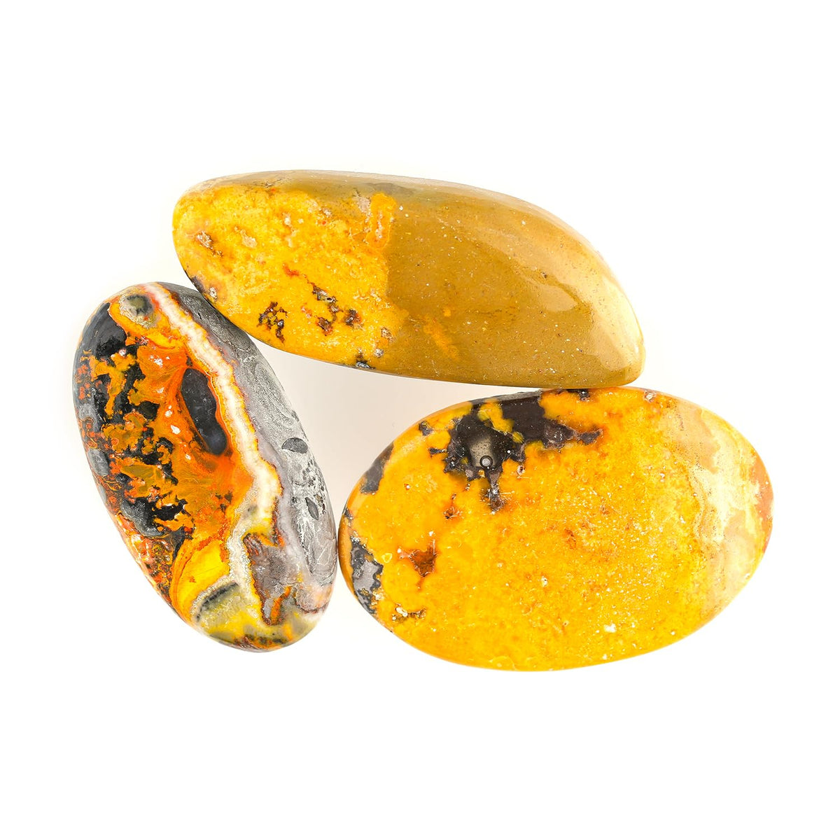 ColouredRocks (100 carats. (3pcs.) BUMBLE BEE, Mix Shape, Natural Cabochon Crystals, Loose Gemstone, Wholesale Polished Supply, Jewelry Making, DIY Craft, Gem Collection (24mm+)