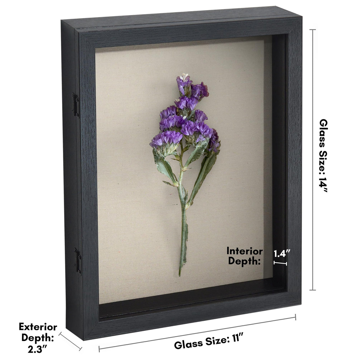 Americanflat Front Opening 11x14 Shadow Box Frame with Shatter-Resistant Glass - Silhouette Collection - Shadow Box Display Case for Tabletop and Wall Display - Black