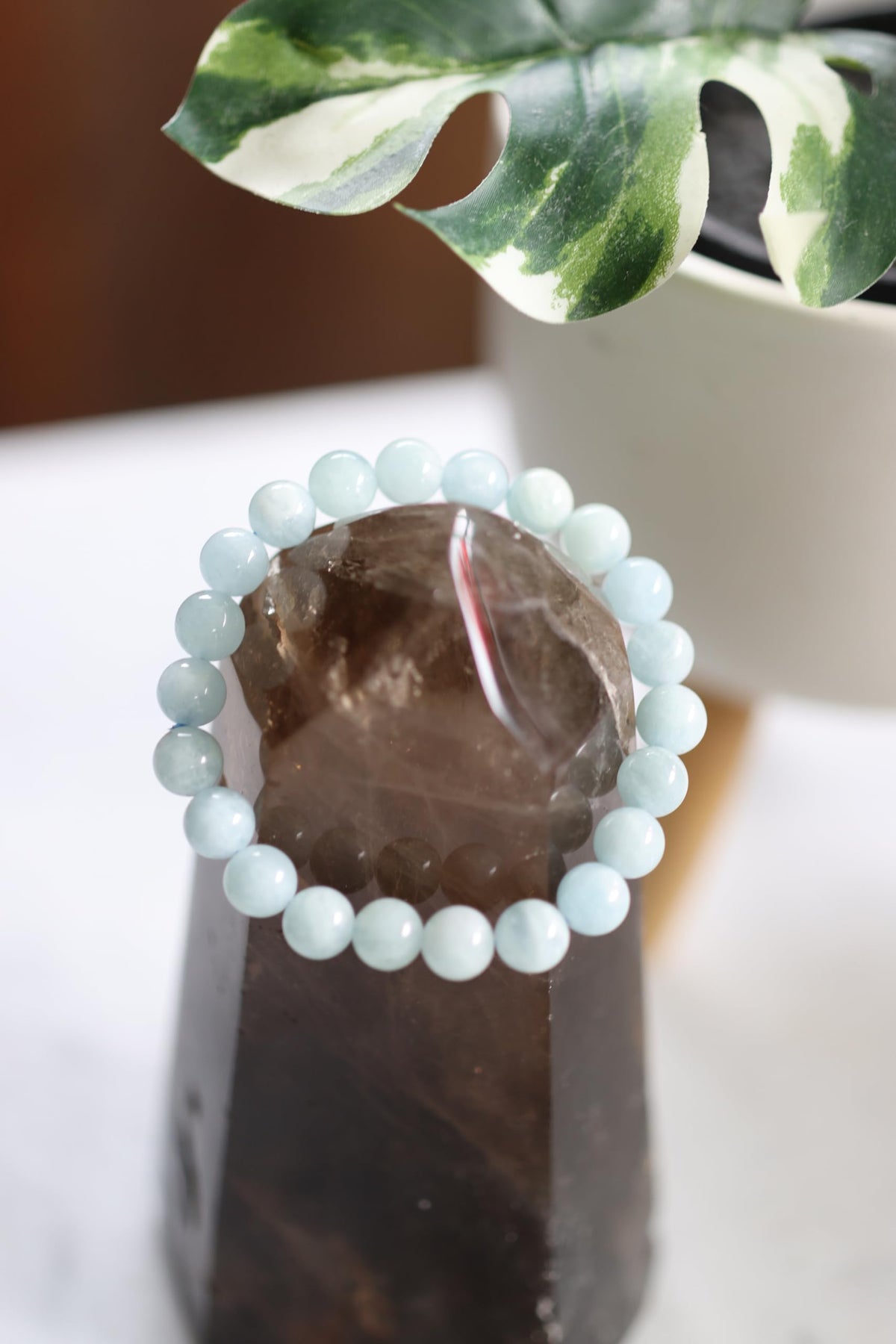 The Vida Handmade AAA+ Quality Crystal Stretch Elastic Bracelet - Nature Gemstone - Jewelry Gift - Holiday Gift - For Women & Men (Aquamarine)