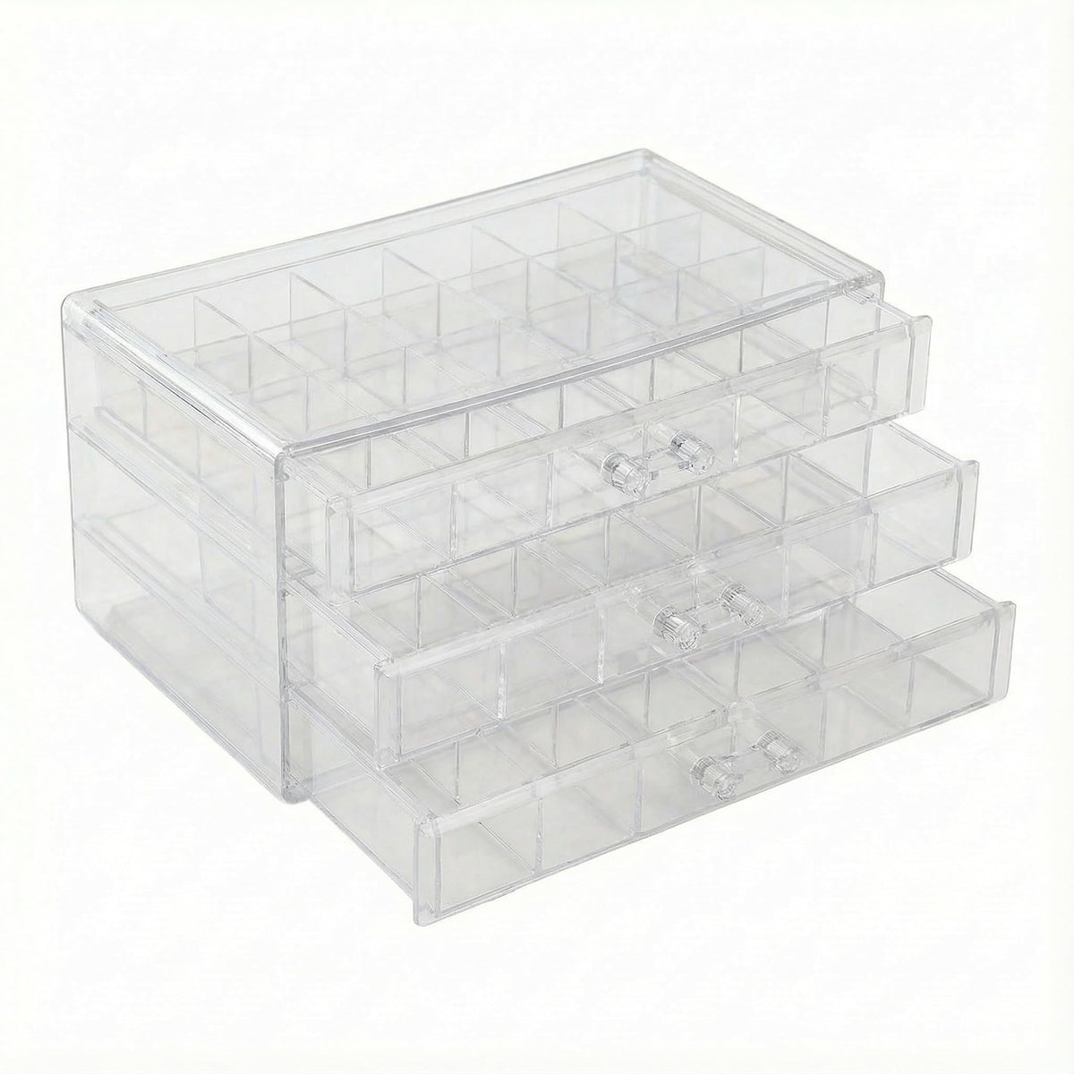 PNSXING Jewelry Organizer Large-Capacity 3-Tier 72-Grid - Perfect for Earrings, Necklaces, Rings & Beads (Clear)