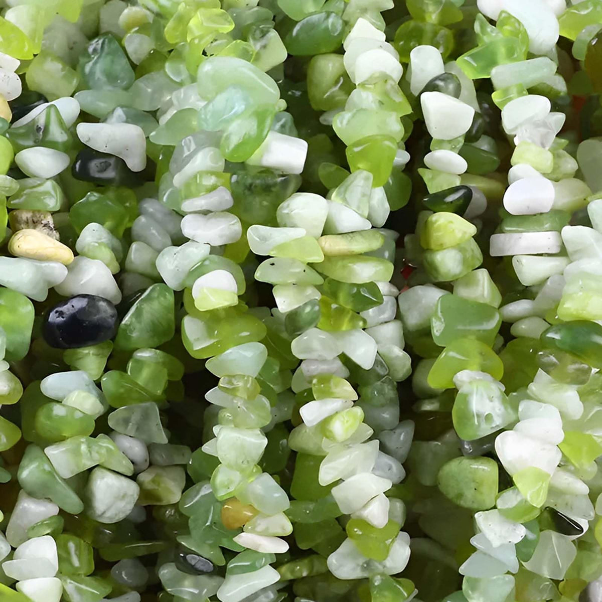 200pcs Natural Chip Stone Beads Gemstone Healing Crystal Loose Rock Bead Irregular Glass Seed Charm Beads Drilled DIY for Jewelry Bracelet Necklace Earrings Making Crafting Supplies (Green Jade 5-8mm)