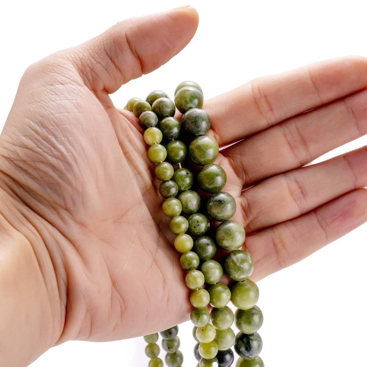 BEADIA Taiwan Green Jade Natural Stone Round Loose Semi Gemstone Beads for Jewelry Making 10MM 38PCS