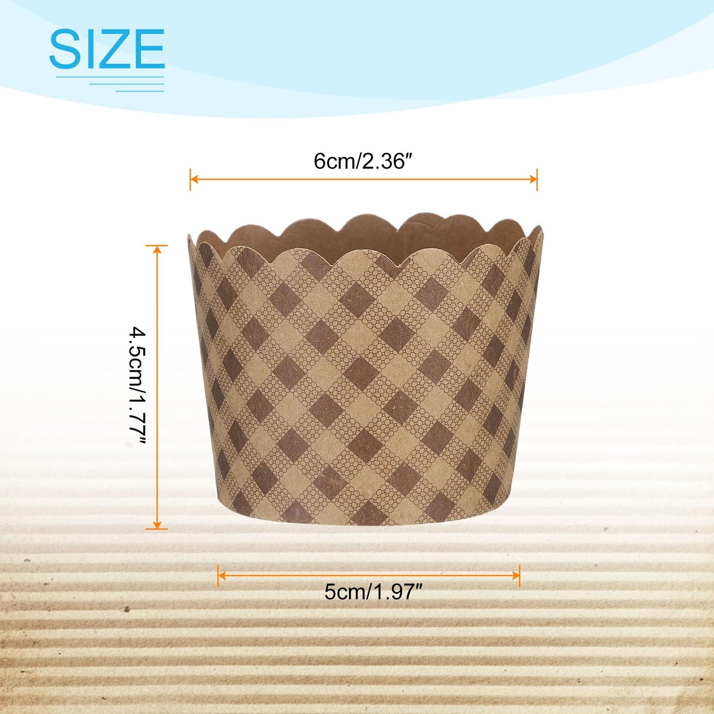 HARFINGTON 100Pcs Paper Baking Cups Small Brown Kraft Paper Muffins Liner Cupcake Greaseproof Disposable Bulk Wrappers for Wedding Birthday Graduation, Plaid