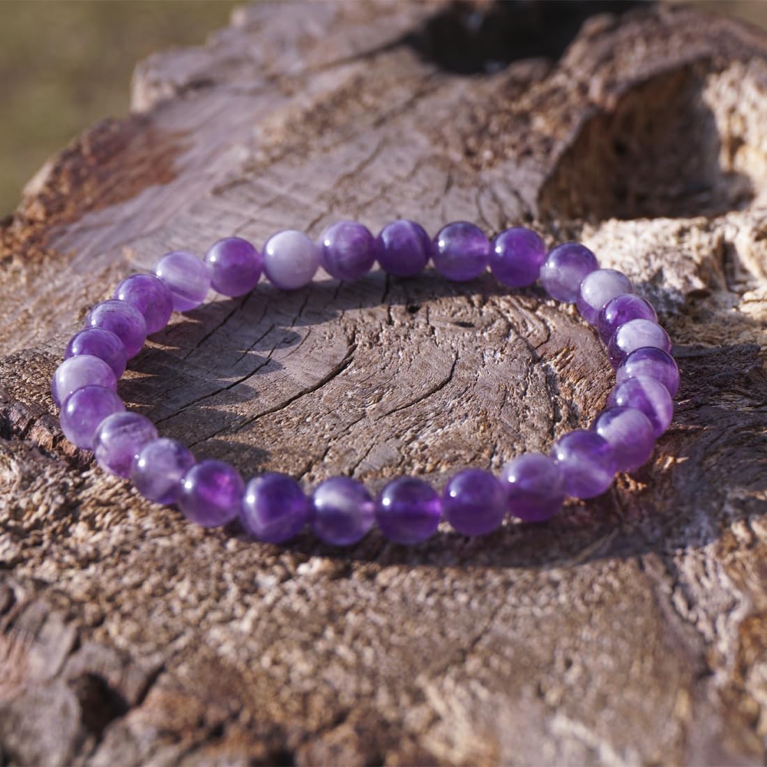 6mm Dream Amethyst Bracelet | Ethereal Crown Chakra Purple Crystal with White Inclusions - Handmade Meditation Spiritual Jewelry for Peace & Intuition | Beading Tool Kit - Fits for 6-7" Small Wrist