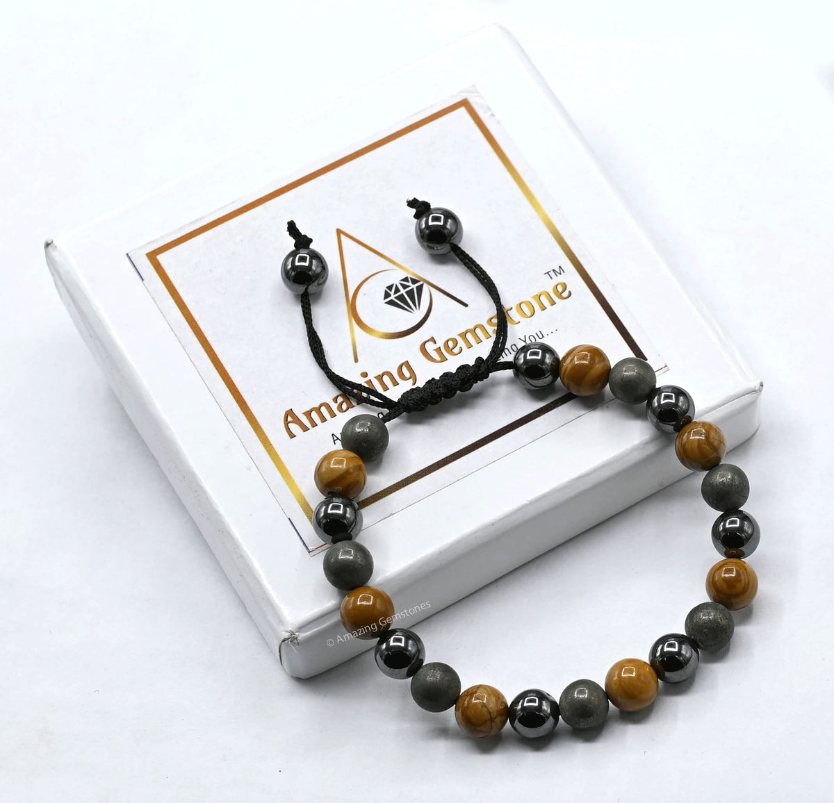 Amazing Gemstone New Beginnings Manifestation Bracelet - Yellow Jasper Pyrite Hematite Bracelet Set for Men Women Healing Calming Anxiety Stress Relief Gifts Pulseras Para Hombres Mujer (Adjustable)