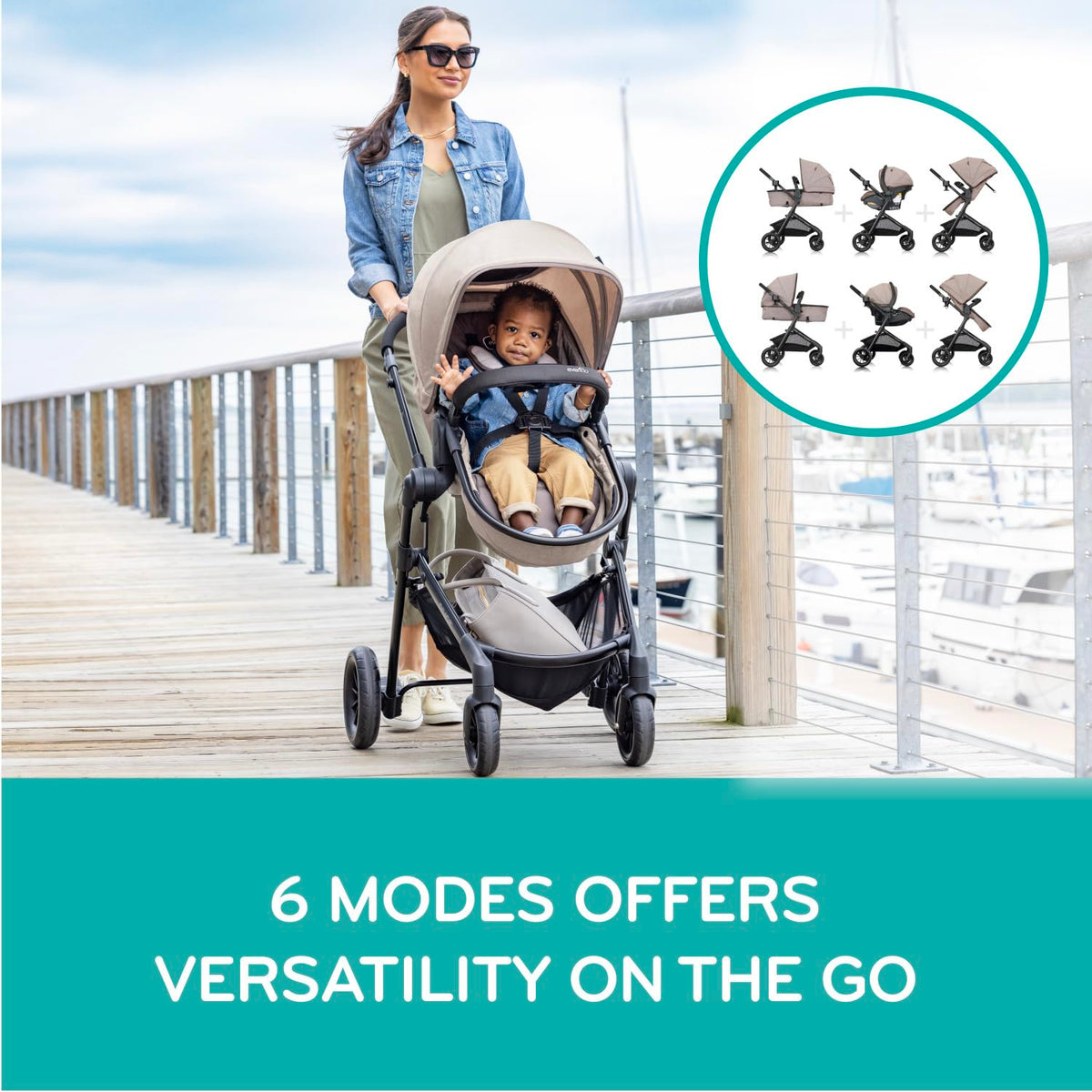 Evenflo Pivot Modular Travel System with LiteMax Preemie and Infant Car Seat (Casual Gray)