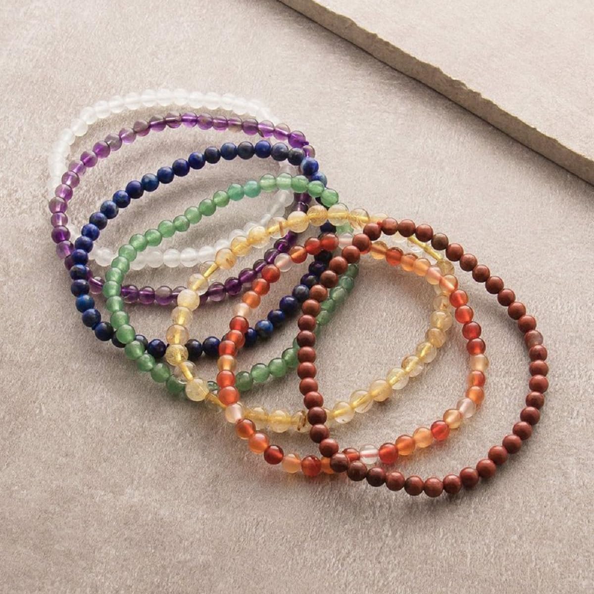 Handmade 4mm Tiny Beads Bracelet – Natural Healing Stone Beads for Yoga, Mala, and Bohemian Stacking – Stretch Bracelet for Men and Women (Purple Fluorite)