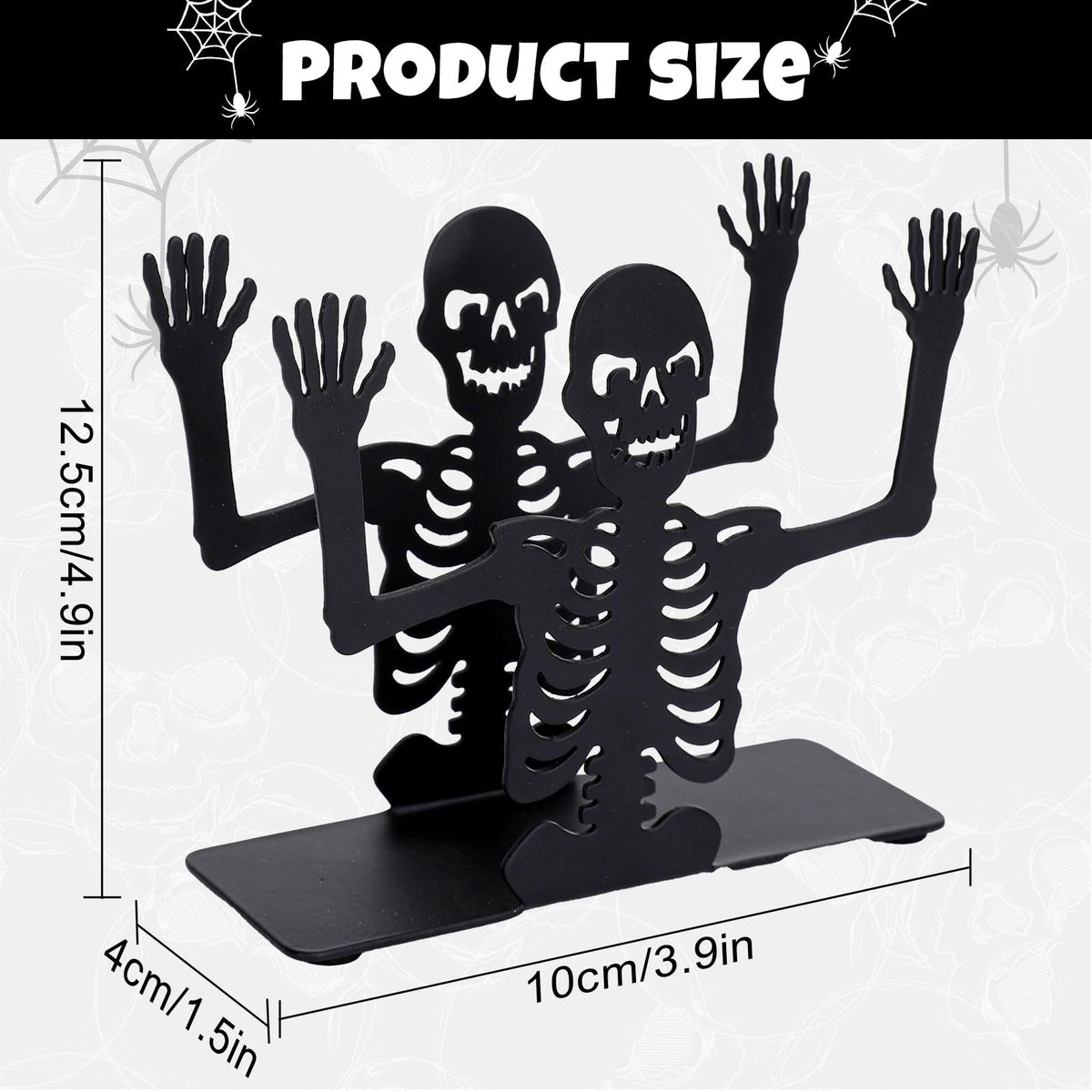 FYSUIMU Halloween Skeleton Napkin Holder Matte Black Metal Freestanding Tissue Dispenser Vertical Tabletop Decor Napkin Holder for Party Home Kitchen Restaurant Picnic