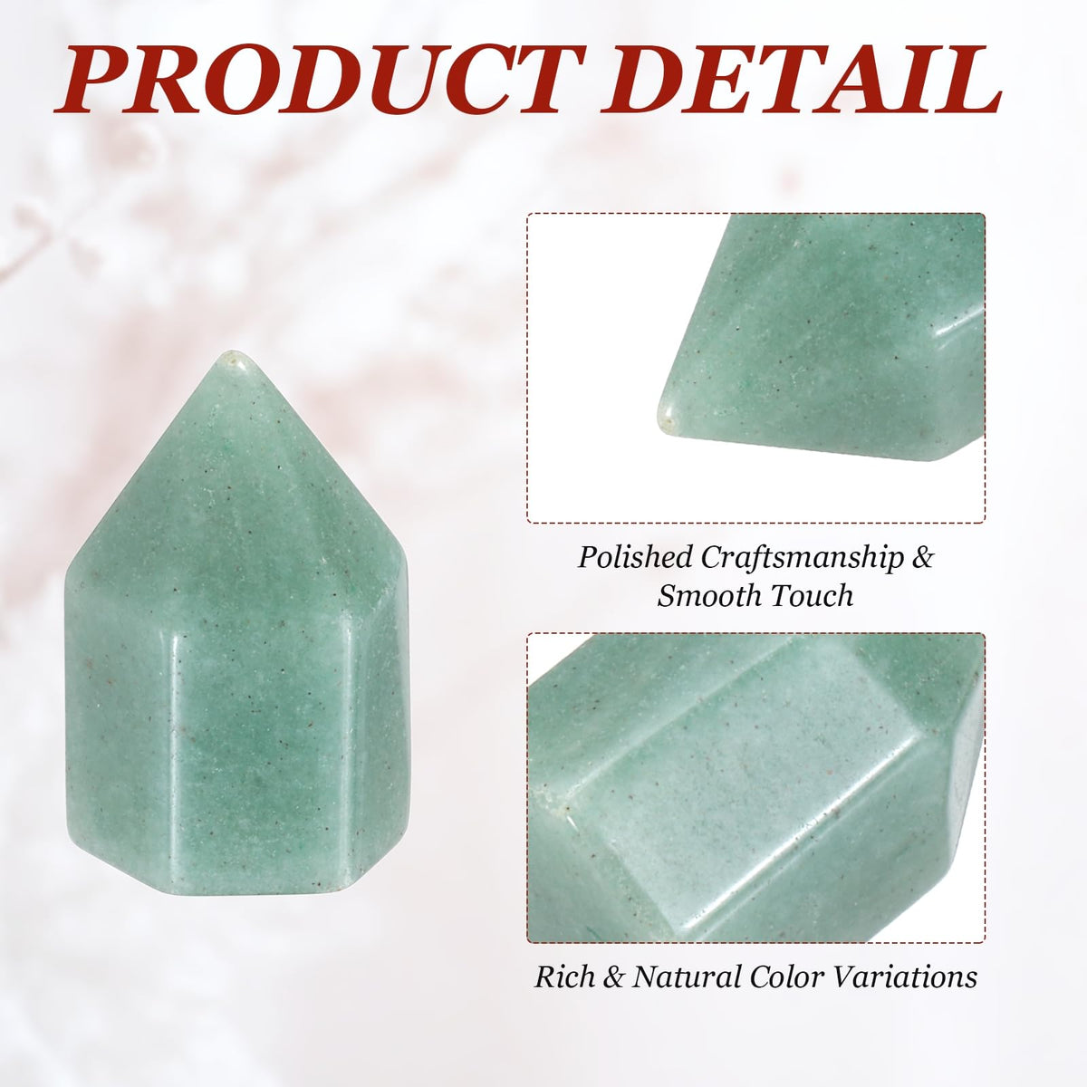 MECCANIXITY Crystals Wands Green Aventurine Hexagonal Faceted Single Points Towers Pocket Polished Stone Bulk for Energy Chakra Meditation Crystal Healing, 15 x 25mm (Green),5Pcs