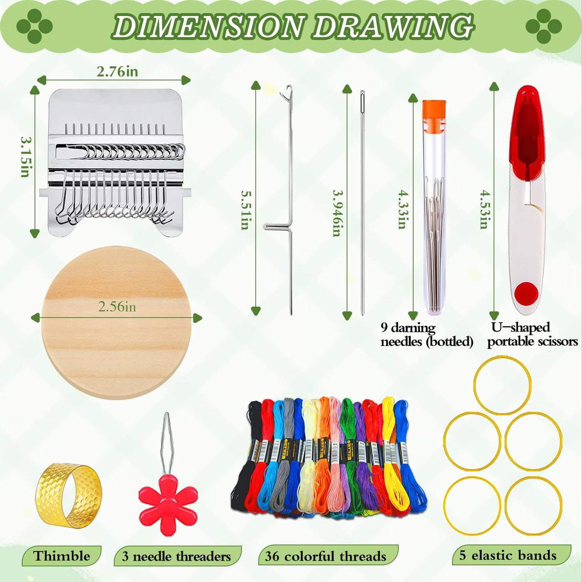 Jeyermier Patchmaker 2.0 Kit, Portable Patch Darning Kit for Beginners, Speedweve Darning Loom to Repair Holes on Socks, Clothes & Jeans, Knit Patch Repair Tool for Quickly Sewing Repair (14 Hooks)