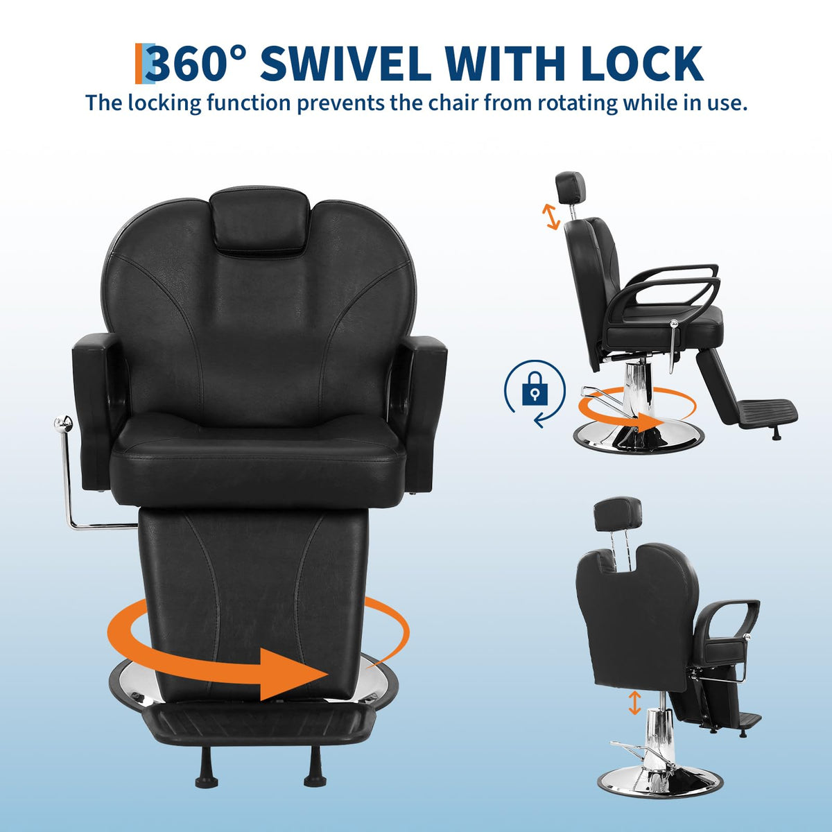 GarveeLife Heavy Duty Barber Chair for Hair Stylist, 360° Swivel Hydraulic Reclining Salon Chair with Adjustable Headrest & Pump, Shampoo Chair for Beauty Spa & Tattoo Artists, Max Load 330 Lbs
