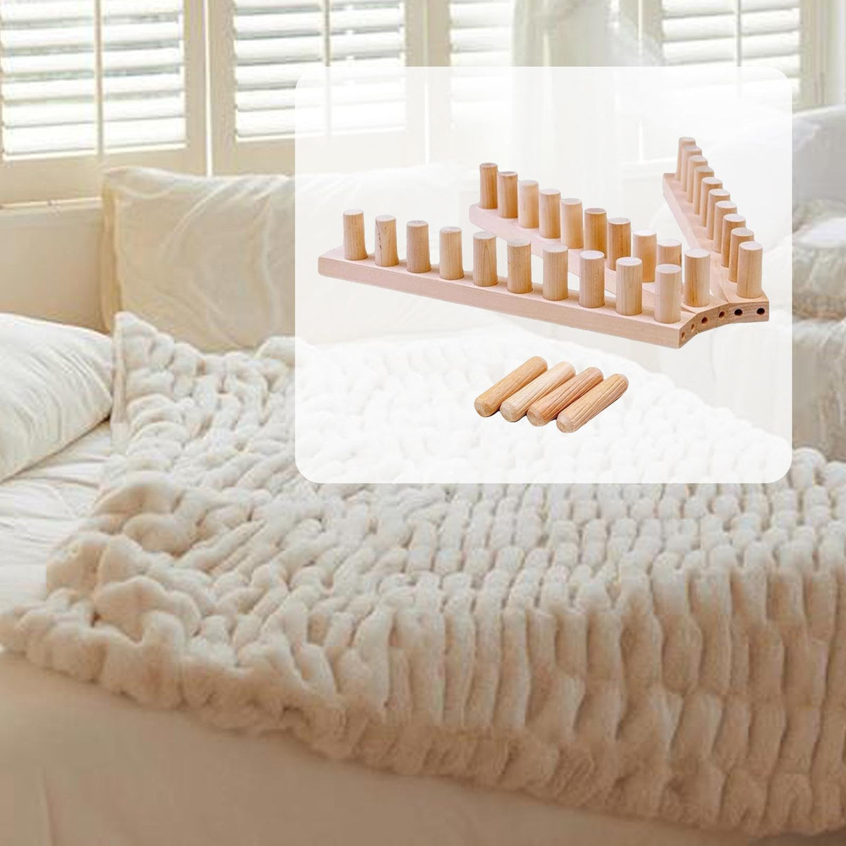 Badiman Chunky Yarn Blanket Loom, Beginner Friendly, Portable, Home Decor Sturdy Weaving Loom Adjustable Size Gift, A