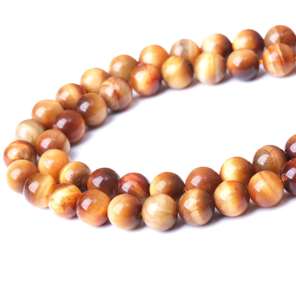 Natural Orange Tiger Eye Beads Gemstone Round Crystal Energy Jade Stone Beads for Jewelry Making DIY Bracelet Necklace 1 Strand 15.5inch 35PCS 10MM