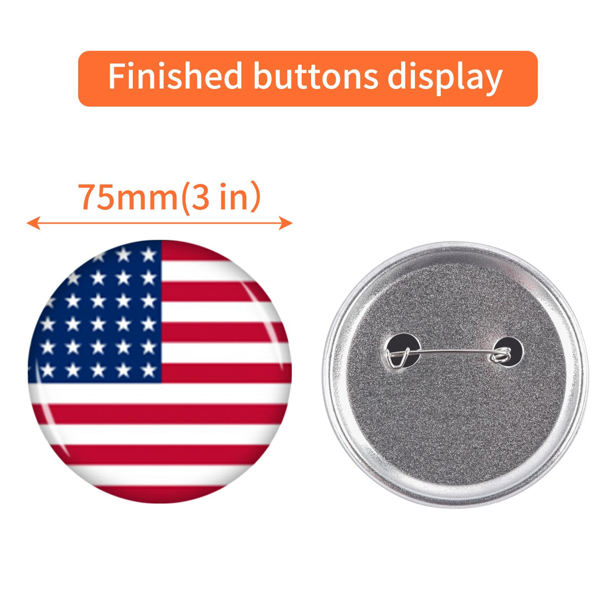 75mm Metal Blank Button Supplies Button Making Parts, 100 Sets 75mm/3 inch Pin Maker Parts Badge Supplies for Button Maker Machine, Including Metal Back Cover Metal Shells Clear Film and Paper