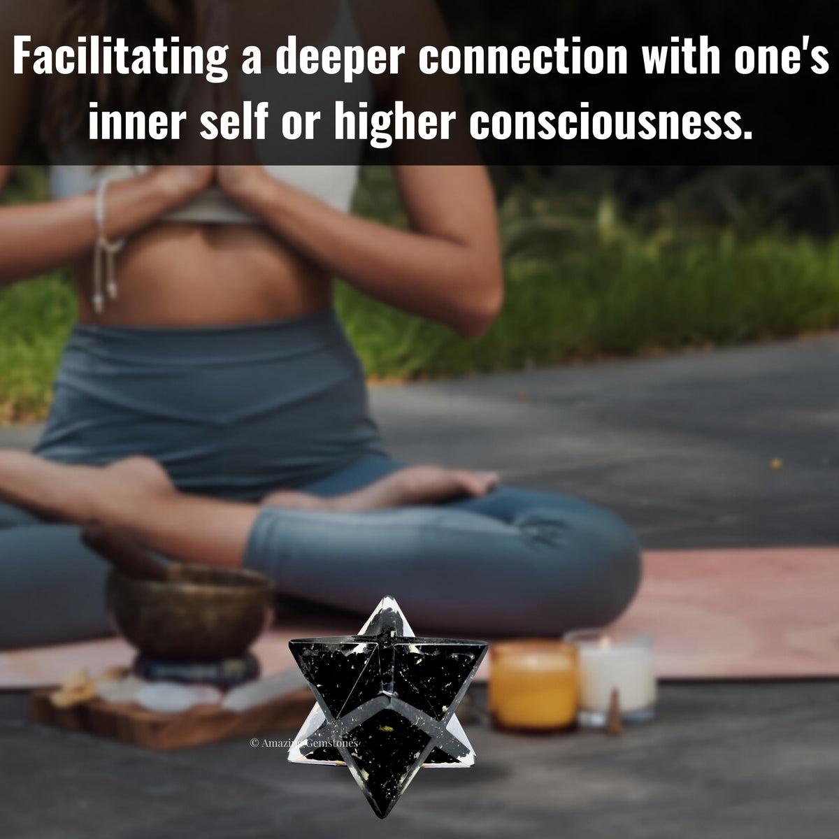 Amazing Gemstone 1 Pcs Shungite Large Crystal Orgone Merkaba Star for Reiki Healing Meditation and Crystal Grid