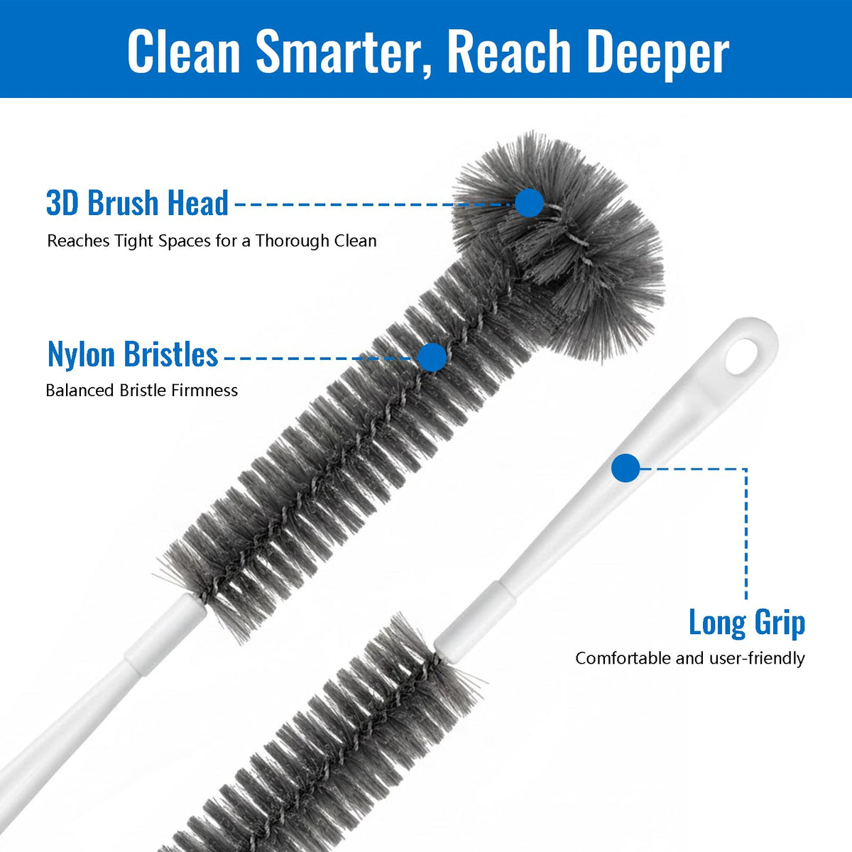 Garbage Disposal Cleaning Brush with 14.6" Long Handle – Deep Clean for Sink Disposal, Removes Odor & Residue, Universal Fit, Durable and Easy to Rinse