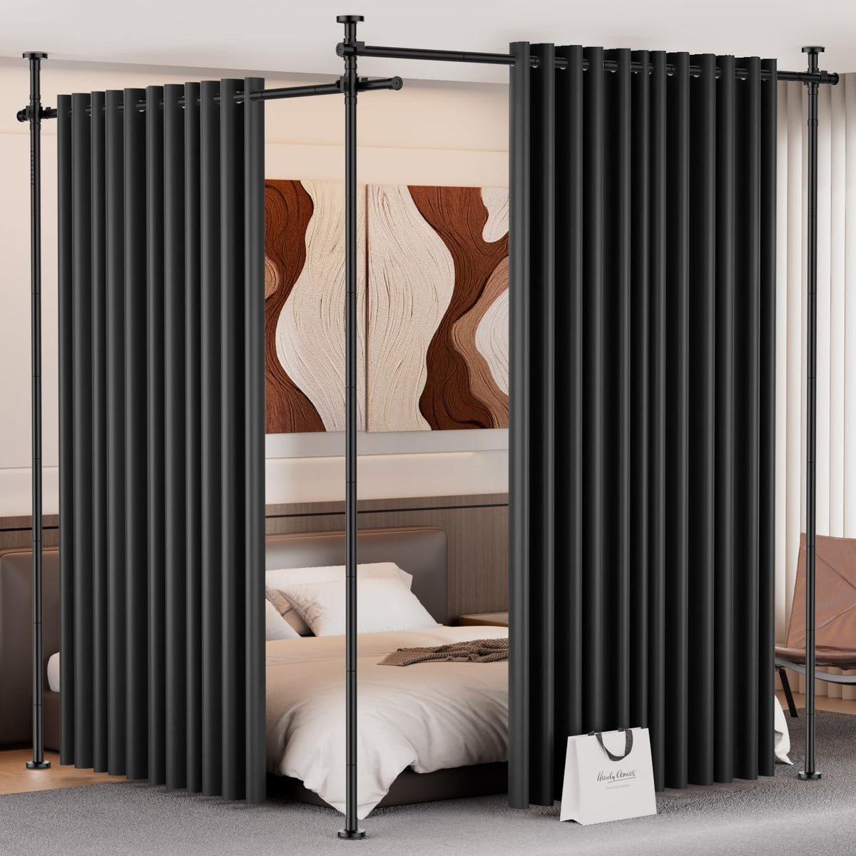 Room Divider Curtain Rod, No Driling Tension Curtain Rod for Room Partation