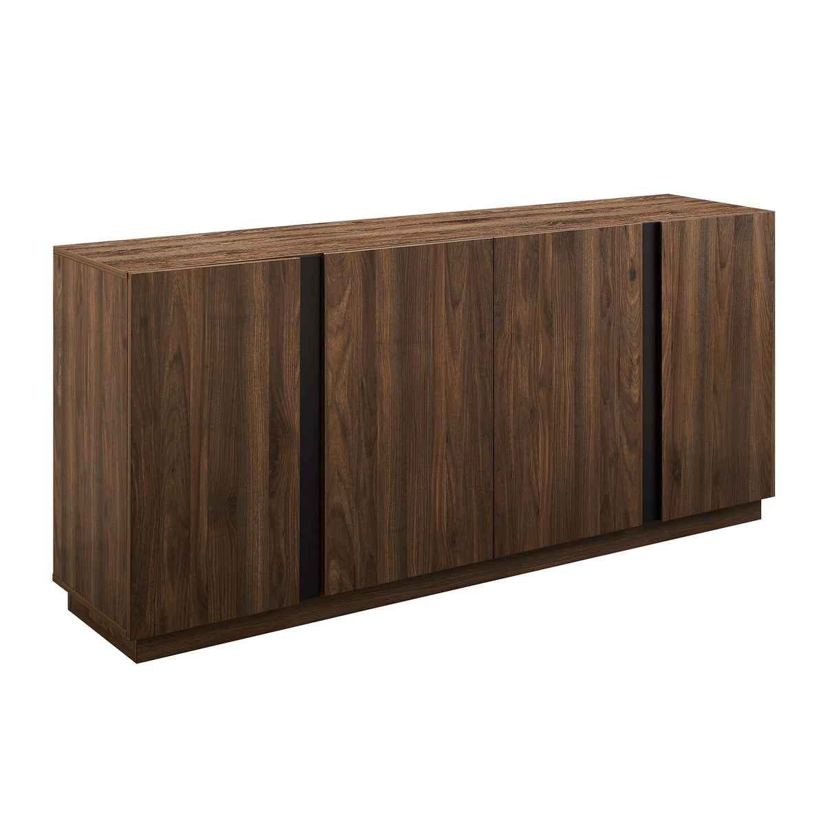 Walker Edison Liss Contemporary 4-Door Minimalist Sideboard 70 Inch Dark Walnut