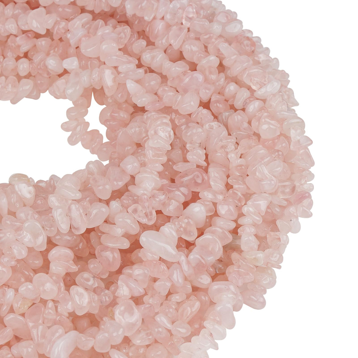 favoramulet 5-8mm Rose Quartz Tumbled Stone Chip Beads for Jewelry Making, Irregular Shaped Healing Crystal Loose Bead Supply, Pack of 2 Strands(64 inches)