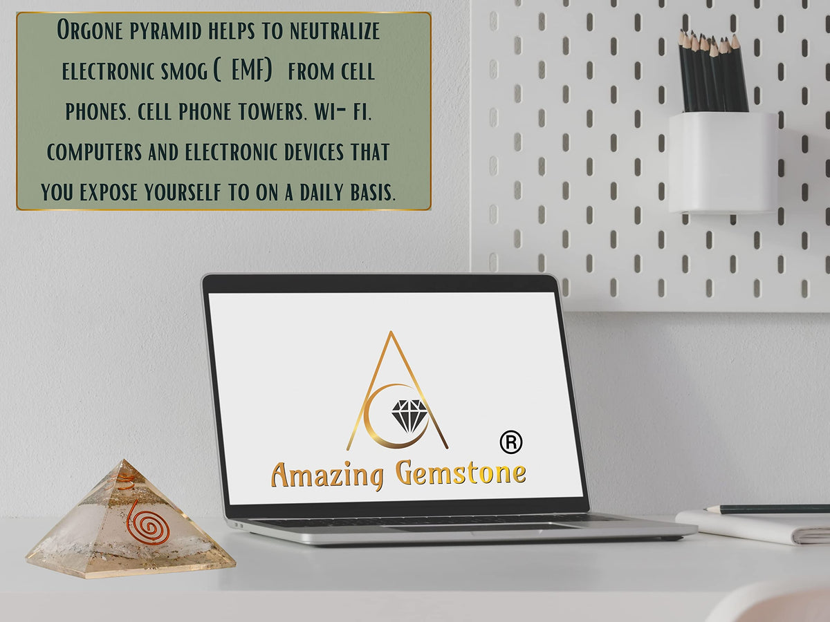 Large Orgone Pyramid | Glow in Dark Selenite Pyramid Crystal | Orgonite Pyramid | Organ Pyramids Positive Energy Healing