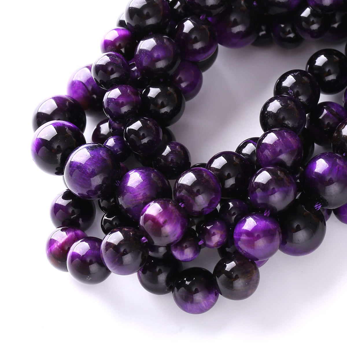 6mm 60pcs A+ Natural Purple Tiger Eye Stone Beads Round Spacer Loose Beads for Jewelry Making DIY Bracelet Necklace 15" Inch