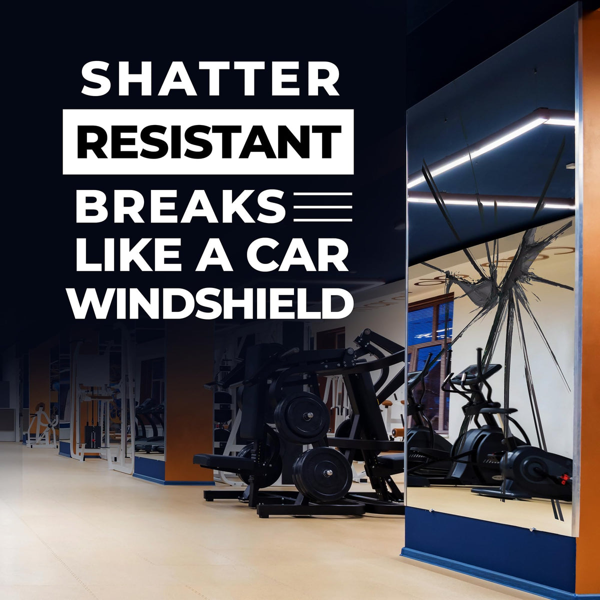 Dulles Glass Shatter-Resistant Home Gym Mirror – 36" x 72" – Wall Mount Kit Included – Commercial Grade Safety Full-Length Exercise, Dance, Yoga & Martial Arts Mirror