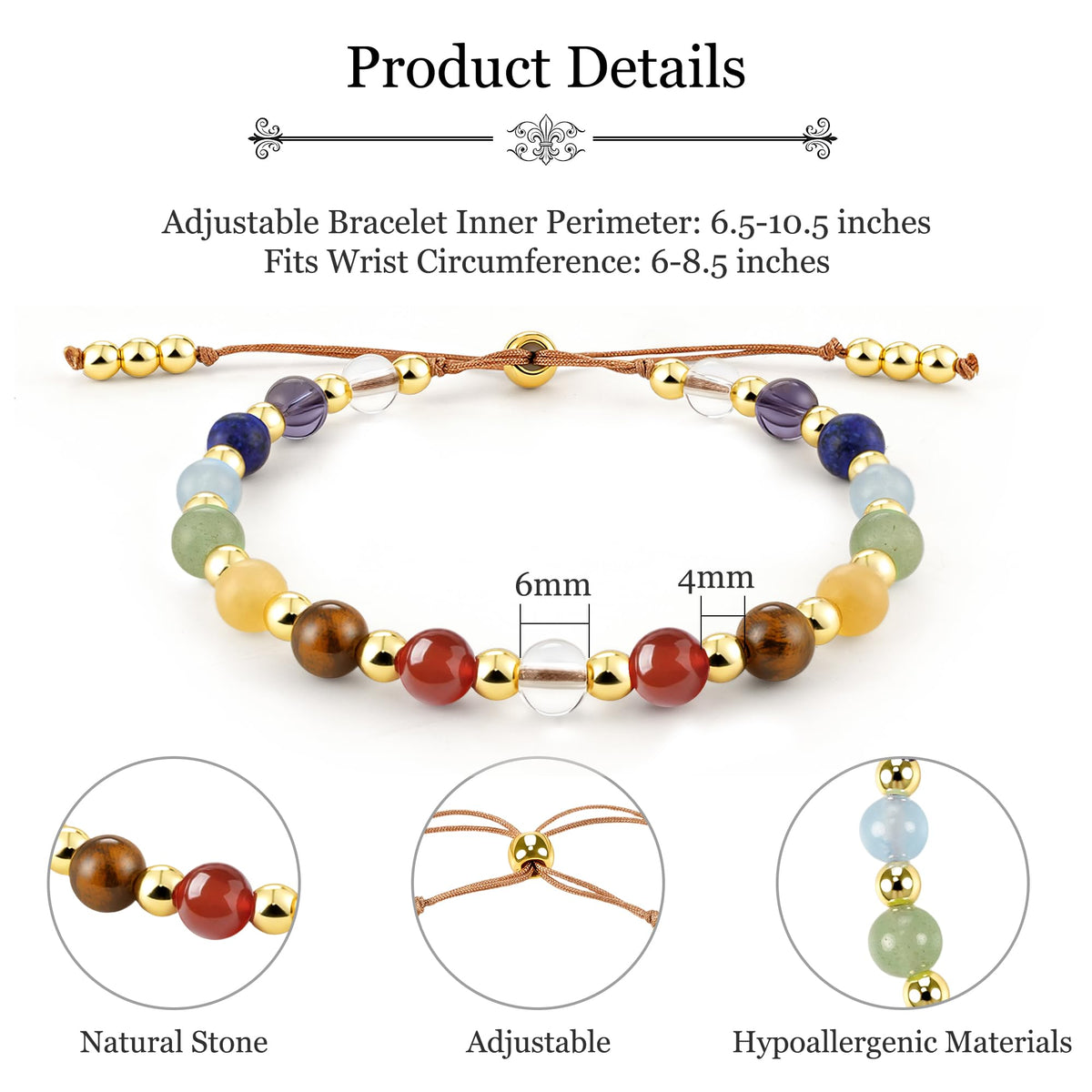 SmileBelle Chakra Protection Bracelets for Women, Crystals and Healing Stones as Healing Crystal Bracelet Beaded Bracelets as Stress Relief Gifts Inspirational Bracelet as Inspirational Gifts
