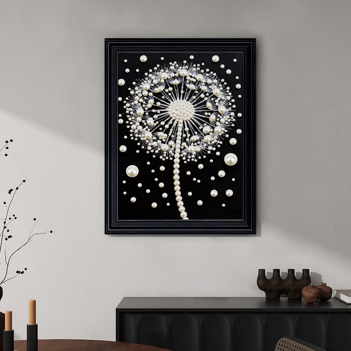 Stalente Pearl Diamond Painting Kits for Adults Dandelion, 5D Special Shape Diamond Art Kits for Beginners, Crystal Rhinestones Diamond Painting for Home Wall Decoration Gift 12×16inch, Flower