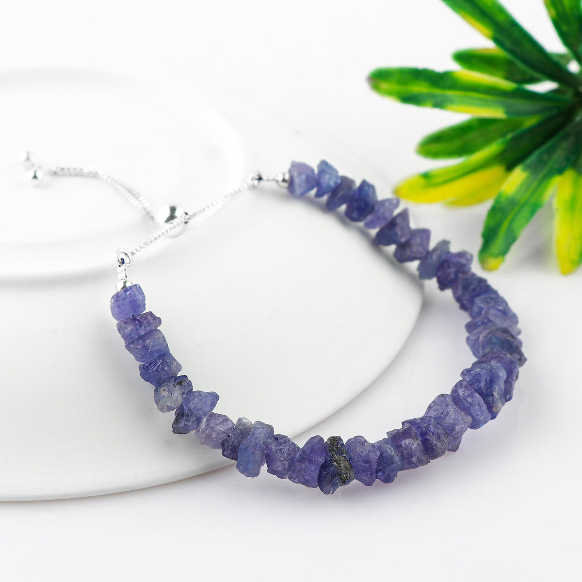 CRYSTALINES Raw Natural Blue Tanzanite Gemstones Bolo Bracelets, December Birthstone, Rough Stones, Handmade Jewelry, Adjustable Slider, Chakra Healing Crystals, Christmas Gifts for Women